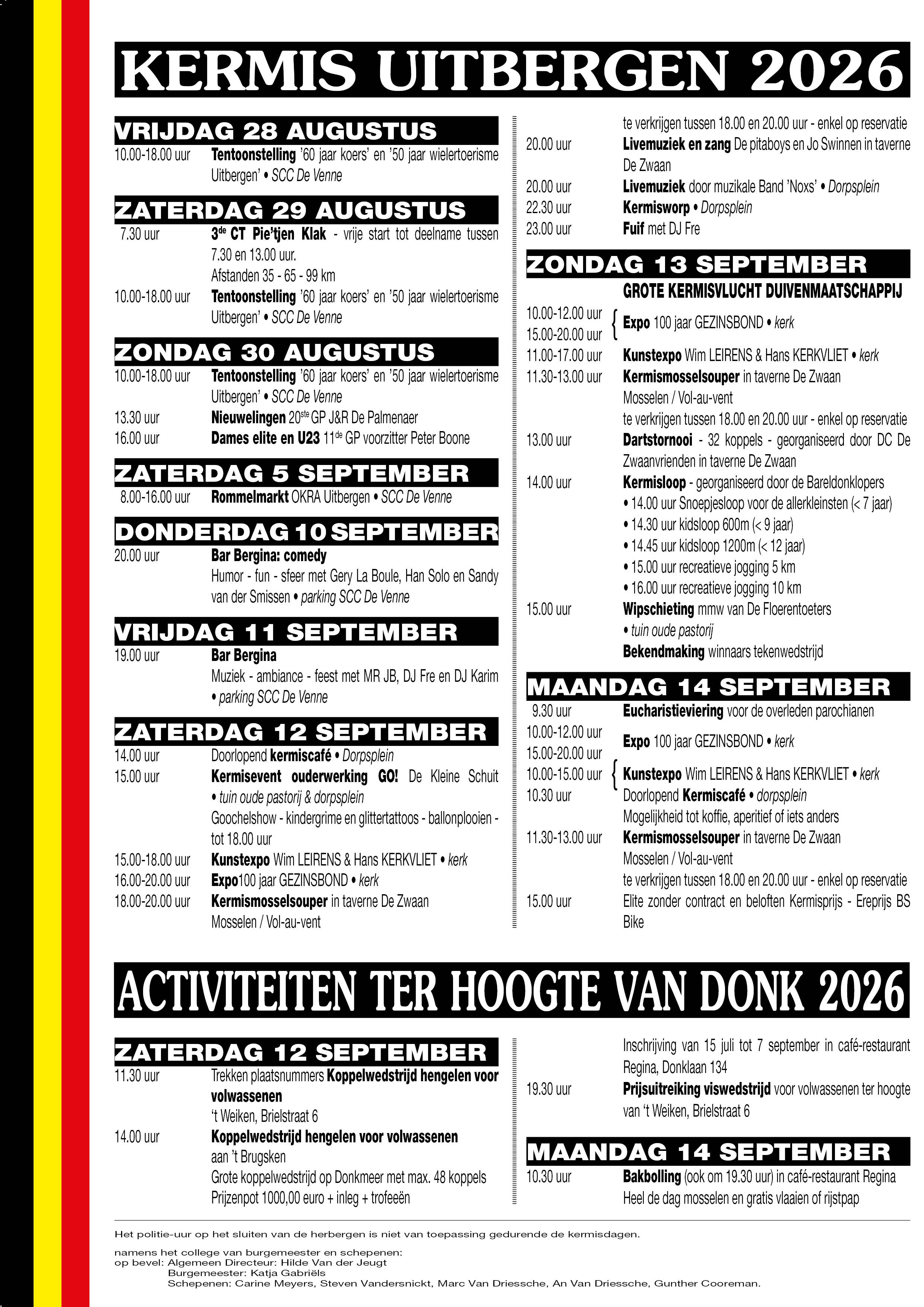 Programma Uitbergen Kermis